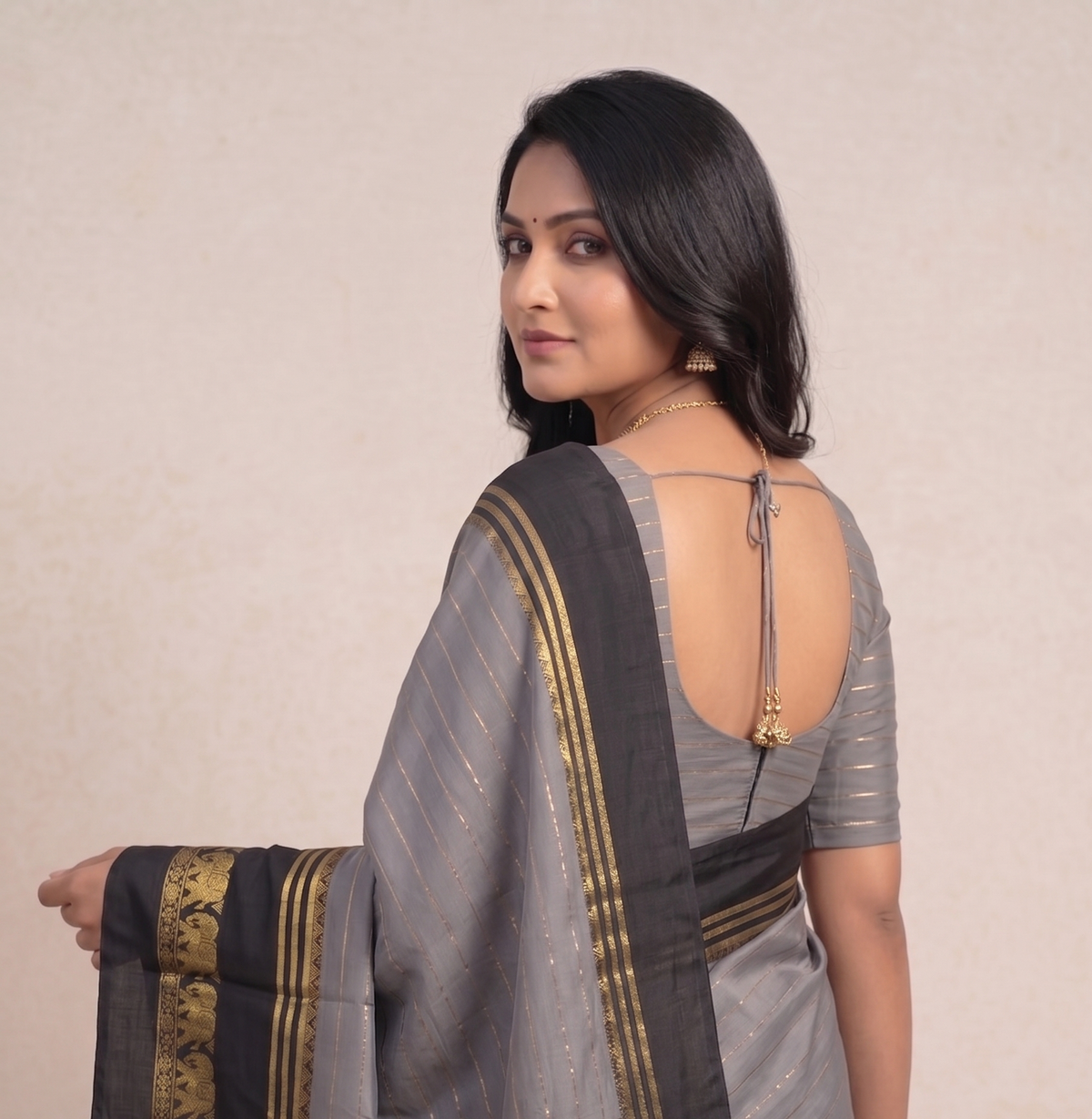 Hathi Raja Elephant inspired Design , Gold Zari Woven Elephant On Border
