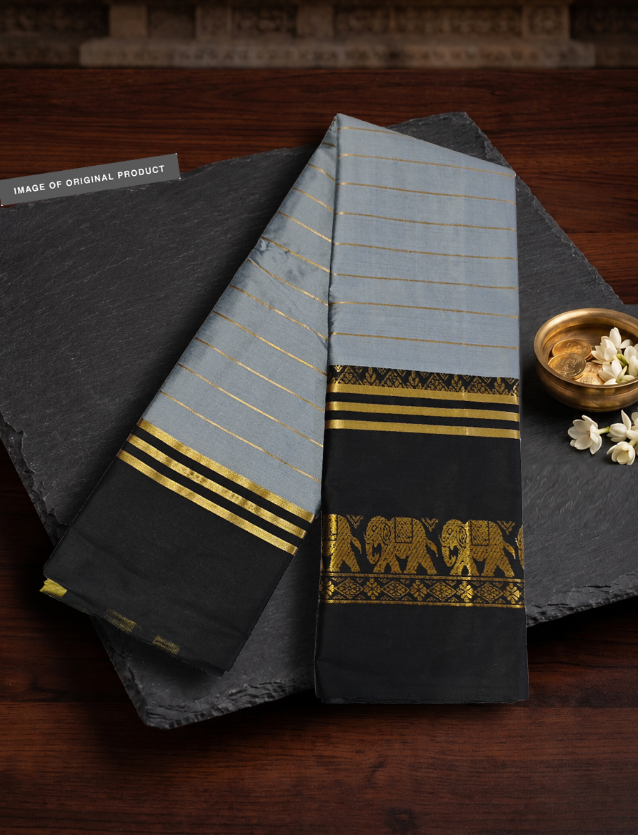 Hathi Raja Elephant inspired Design , Gold Zari Woven Elephant On Border