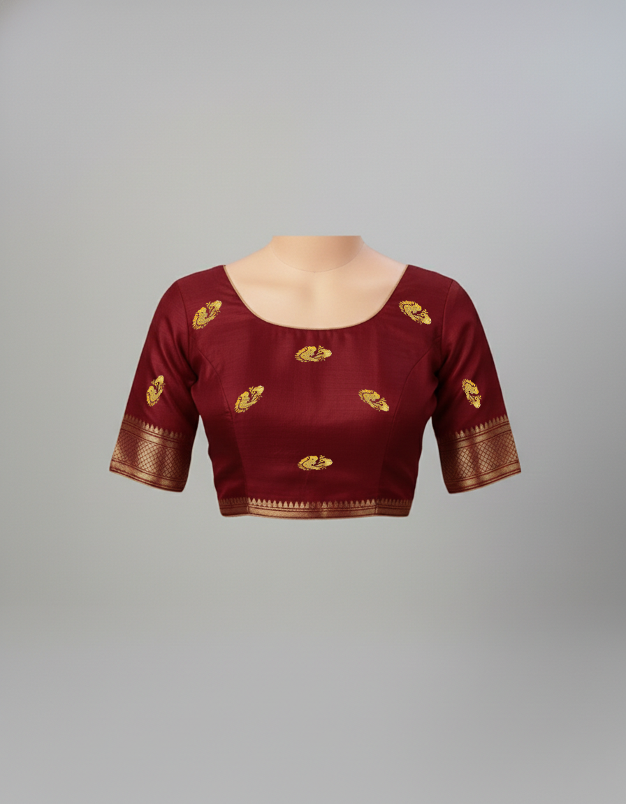 Reenat's Premium Zari Woven Paithani Saree With Contrast Blouse